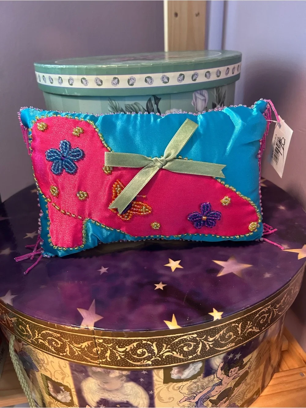 Y2K Satin Decorative Pillow Trio - Pink, Blue & Purple Shoe Design